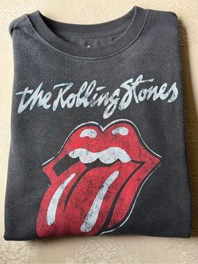 the Rolling Stones Black Sweatshirt with Red & White Tongue Graphic